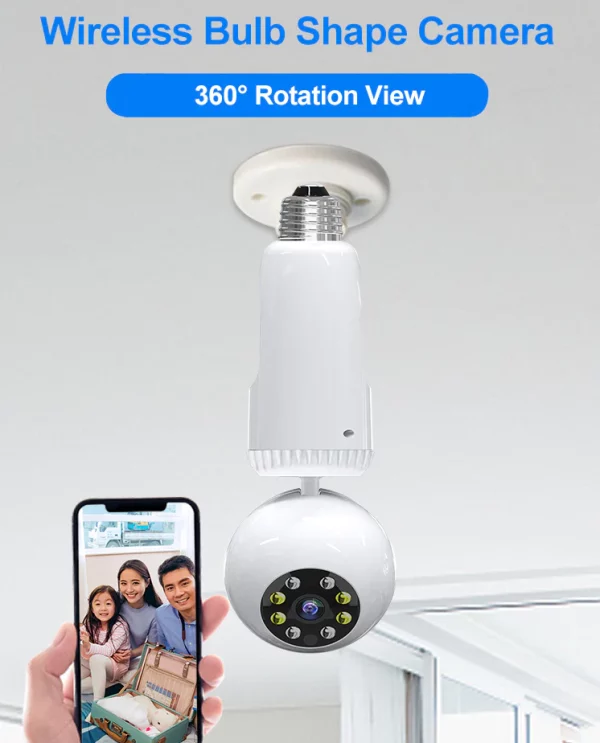 360 Degree Rotation Smart Auto Tracking PTZ Bulb Shape Wifi Camera with Dual Light Free APP Control - Image 2